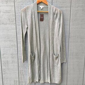 NWT J Jill Linen Longline Duster Cardigan sz XS Seafoam Green Beach Coastal Loun
